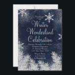 Silver blue snowflake corporate winter wonderland invitation<br><div class="desc">Watercolor blue snowflake winter corporate Christmas holiday party with faux silver . elegant,  modern and winter wonderland corporate holiday party theme featuring faux silver snowflakes,  falling snow,  stardust and snowy pines branches. Perfect for winter celebrations,  Christmas and New Year's eve . Text fully customisable</div>
