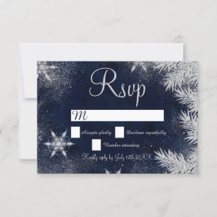 Silver blue snowflake wedding rsvp wonderland