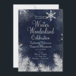 Silver blue snowflake wedding winter wonderland invitation<br><div class="desc">Watercolor blue snowflake winter wedding Christmas holiday party with faux silver . elegant,  modern and winter wonderland wedding holiday party theme featuring faux silver snowflakes,  falling snow,  stardust and snowy pines branches. Perfect for winter celebrations,  Christmas and New Year's eve . Text fully customisable</div>
