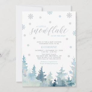Silver & Blue   Snowflake Winter Boy Baby Shower Invitation