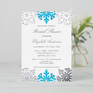 Silver Blue Snowflake Winter Bridal Shower