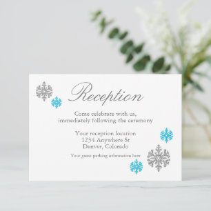 Silver Blue Snowflake Winter Reception Card