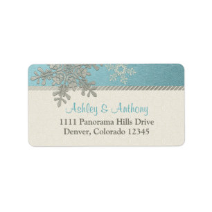 Silver Blue Snowflake Winter Wedding Address Label