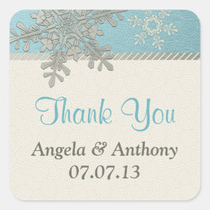 Silver Blue Snowflake Winter Wedding Stickers