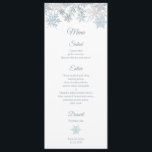 Silver Blue Snowflakes Elegant Winter Christmas Menu<br><div class="desc">Elegant winter wonderland wedding menu with silver blue snowflakes. Great for Christmas themed weddings,  New Year's Eve dinners and other seasonal & holiday events.</div>