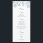 Silver Blue Snowflakes Elegant Winter Christmas Menu<br><div class="desc">Elegant winter wonderland wedding menu with silver blue snowflakes. Great for Christmas themed weddings,  New Year's Eve dinners and other seasonal & holiday events.</div>
