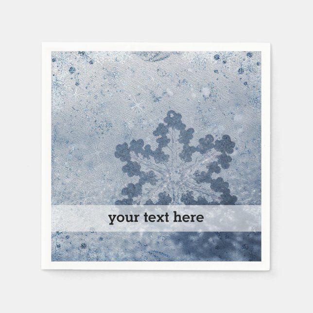Silver blue snowflakes napkin (Front)