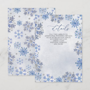 Silver Blue Snowflakes Winter Christmas Wedding Enclosure Card