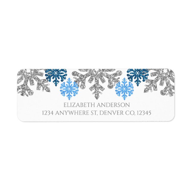 Silver Blue Snowflakes Winter Wedding (Front)