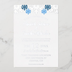 Silver Blue Snowflakes Winter Wedding