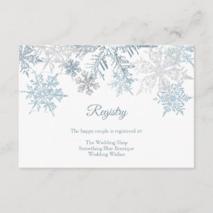 Silver Blue Snowflakes Winter Wedding Registry Enclosure Card