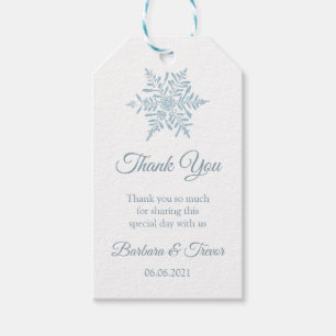 Silver Blue Snowflakes Winter Wedding Thank You Gift Tags