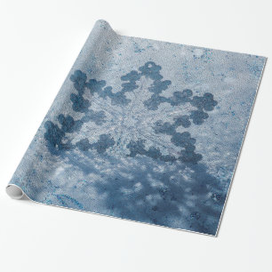 Silver blue snowflakes wrapping paper