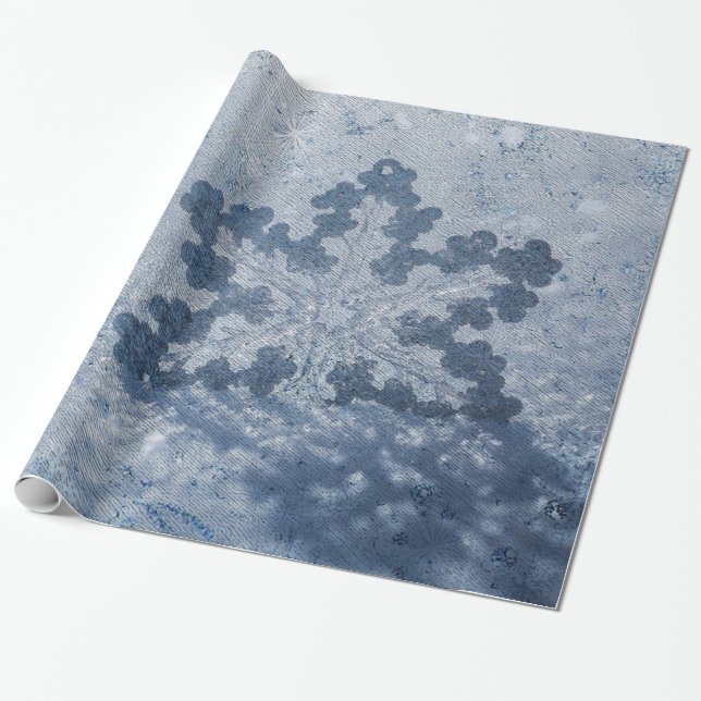Silver blue snowflakes wrapping paper (Unrolled)