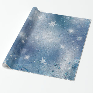 Silver blue stars wrapping paper