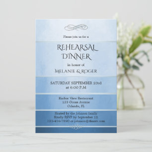 Silver Blue Striped Tonne sur Tonne Rehearsal Dinn Invitation