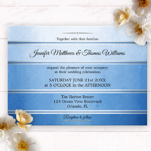 Silver Blue Striped Tonne sur Tonne Wedding Invita Invitation