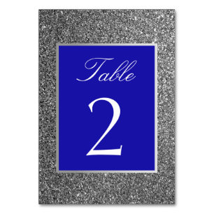 Silver Blue Table Number