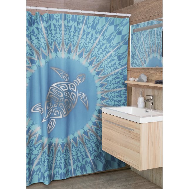 Silver Blue Turtle Animal Shower Curtain (Creator Uploaded)