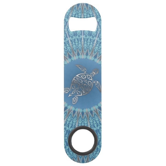 Silver Blue Turtle Mandala Animal (Front)