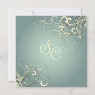 Silver blue/vanilla swirls Wedding Invitations