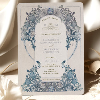 Silver Blue Vintage Wedding William Morris