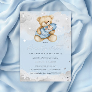 Silver Blue We Can Bearly Wait Baby Shower