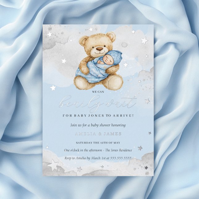 Silver Blue We Can Bearly Wait Baby Shower (Creator Uploaded)