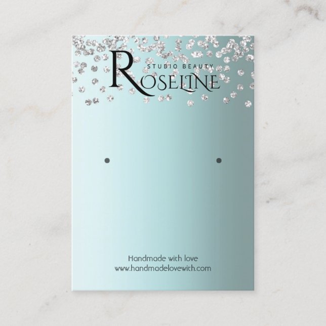 Silver blue White glitter jewlery display  Business Card (Front)