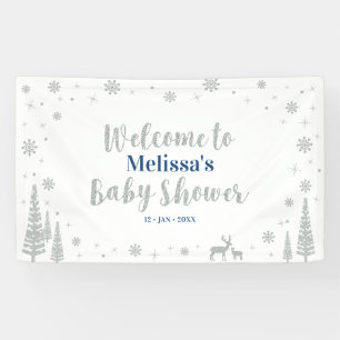 Silver & Blue Winter Boy Baby Shower Welcome Banner