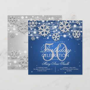 Silver Blue Winter Glitter 50th Birthday Party Invitation