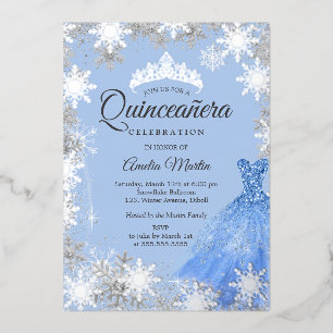 Silver Blue Winter Snowflake Quinceanera