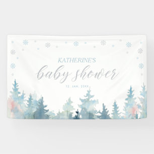 Silver & Blue Winter Wonderland Baby Shower Banner