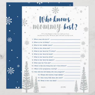 Silver & Blue Winter Wonderland Baby Shower Game