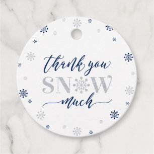 Silver & Blue Winter Wonderland Party Thank you Fa Favour Tags