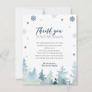 Silver & Blue Winter Wonderland Photo Thank You Card