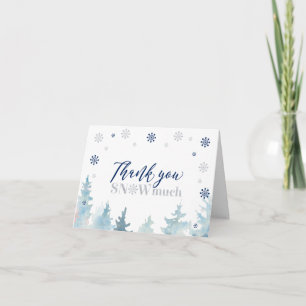 Silver & Blue Winter Wonderland Photo Thank You Card