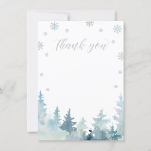 Silver & Blue Winter Wonderland Thank You Card