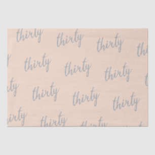 Silver Blush 30 Birthday Party Glitter "Thirty" Tissue Paper