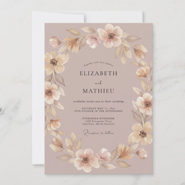 Silver Blush Ranunculus Eucalyptus Wedding Invitation (Front)