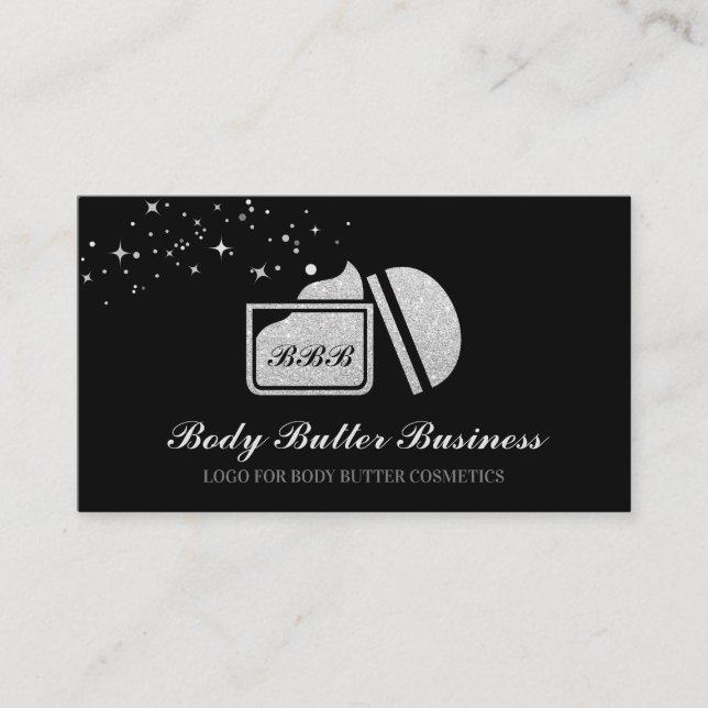 Silver Body Butter Cosmetic Cream Business Card (Front)