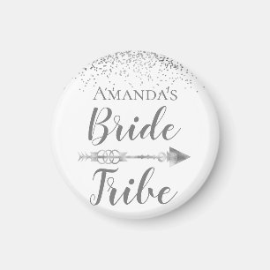 Silver Boho Bride Tribe  Personalised    Magnet