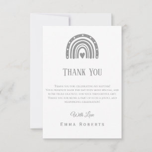 Silver Boho Rainbow Boy Thank You Card
