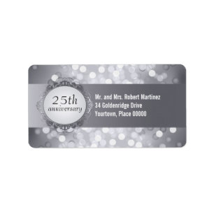 Silver Bokeh 25th Anniversary Address Label