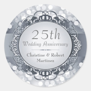 Silver Bokeh 25th Anniversary Sticker