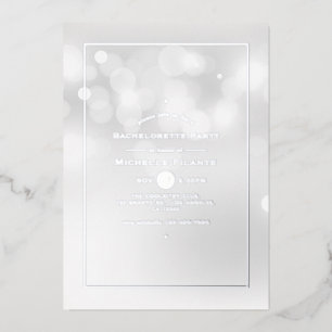 Silver Bokeh Bachelorette Party Foil Invitation
