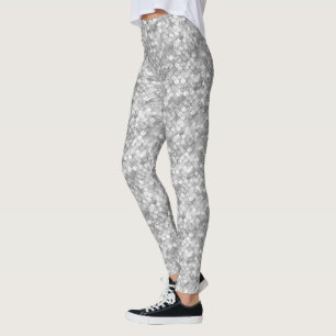 Silver Bokeh Glitter Mermaid Leggings