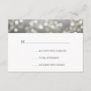 Silver Bokeh Lights Elegant Wedding RSVP Card