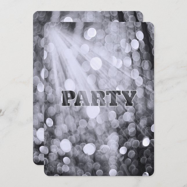 Silver Bokeh Party Lights Invitation (Front/Back)