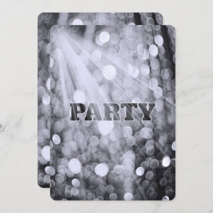 Silver Bokeh Party Lights Invitation